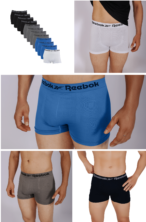 KIT 12 CUECAS BOXER REEBOK CLASSIC MICROFIBRA CÓS INTEIRO