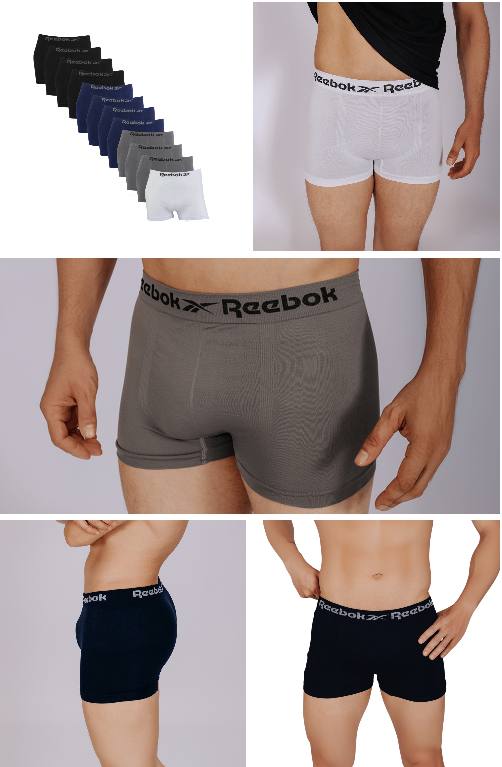 KIT 12 CUECAS BOXER REEBOK CLASSIC MICROFIBRA CÓS INTEIRO
